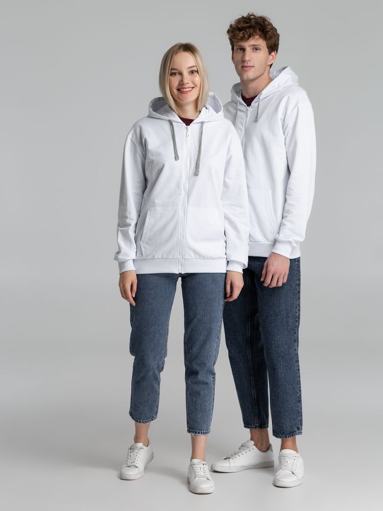 Толстовка на молнии с капюшоном Unit Siverga, белая — изображение 14