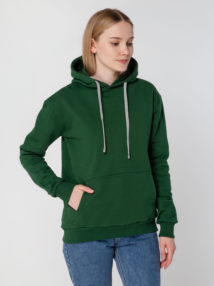Толстовка с капюшоном Unit Kirenga Heavy, темно-зеленая — изображение 12