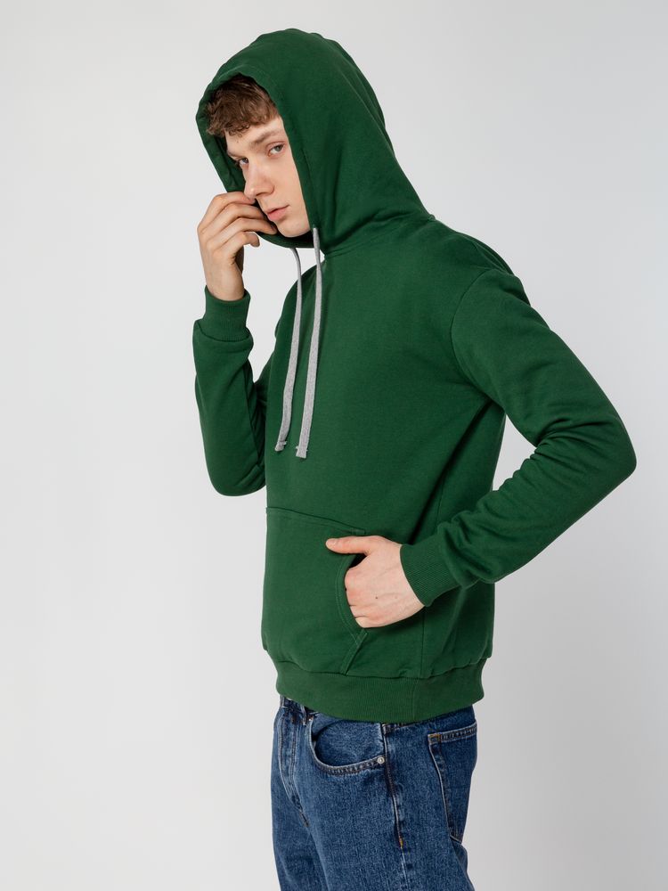 Толстовка с капюшоном Unit Kirenga Heavy, темно-зеленая — изображение 10
