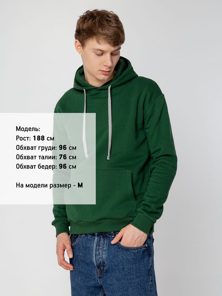 Толстовка с капюшоном Unit Kirenga Heavy, темно-зеленая — изображение 7