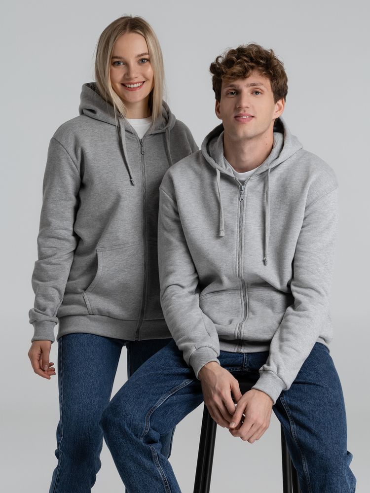 Толстовка на молнии с капюшоном Siverga Heavy 2.0, серый меланж — изображение 15