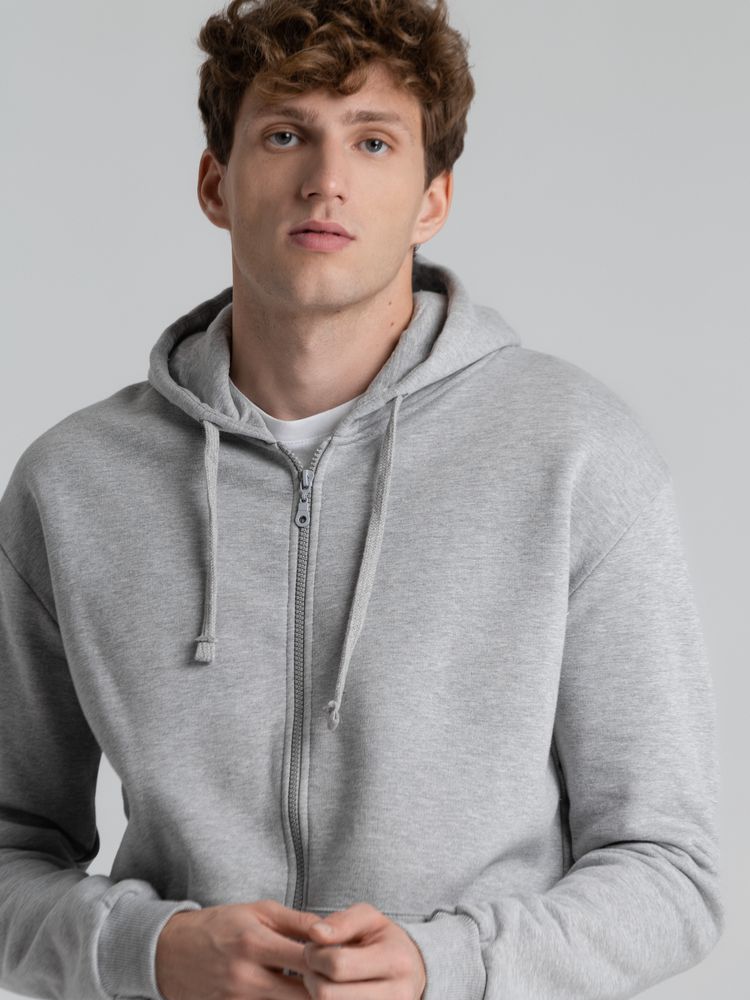 Толстовка на молнии с капюшоном Siverga Heavy 2.0, серый меланж — изображение 9