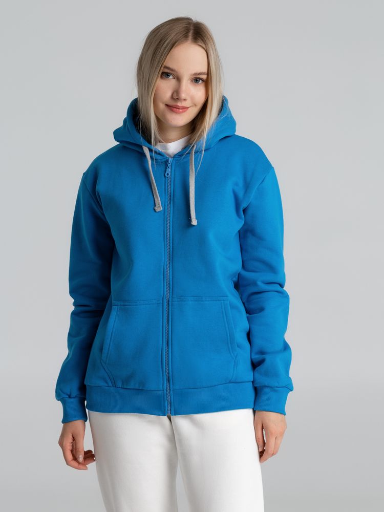 Толстовка с капюшоном на молнии Unit Siverga Heavy, бирюзовая — изображение 7