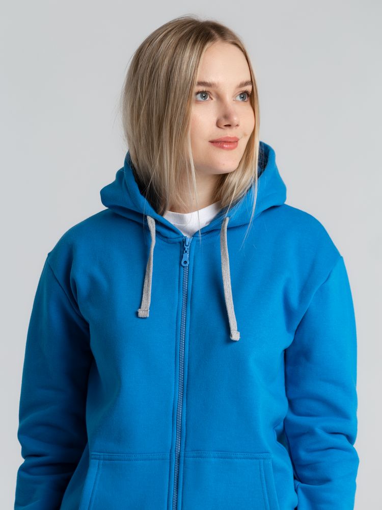 Толстовка с капюшоном на молнии Unit Siverga Heavy, бирюзовая — изображение 9