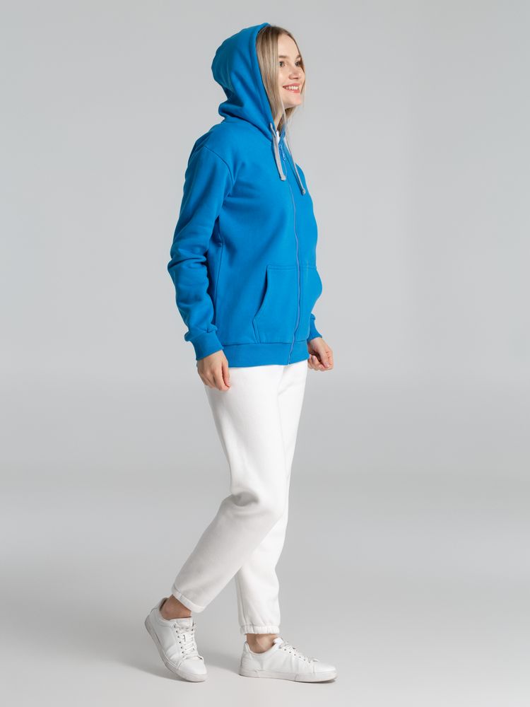 Толстовка с капюшоном на молнии Unit Siverga Heavy, бирюзовая — изображение 10