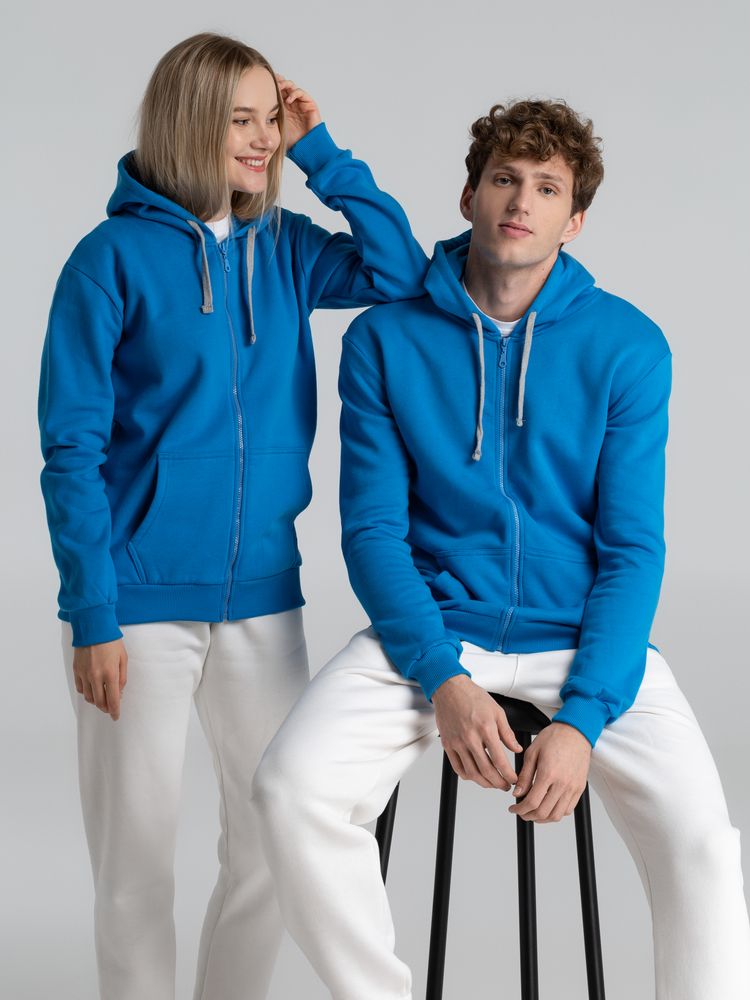 Толстовка с капюшоном на молнии Unit Siverga Heavy, бирюзовая — изображение 14