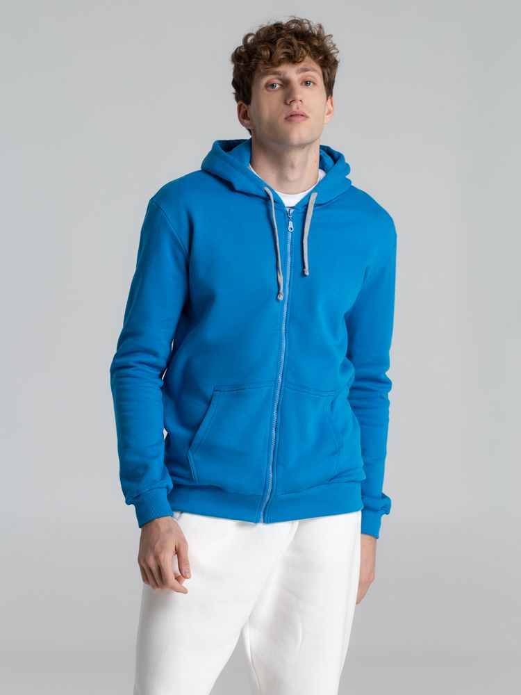 Толстовка с капюшоном на молнии Unit Siverga Heavy, бирюзовая — изображение 11