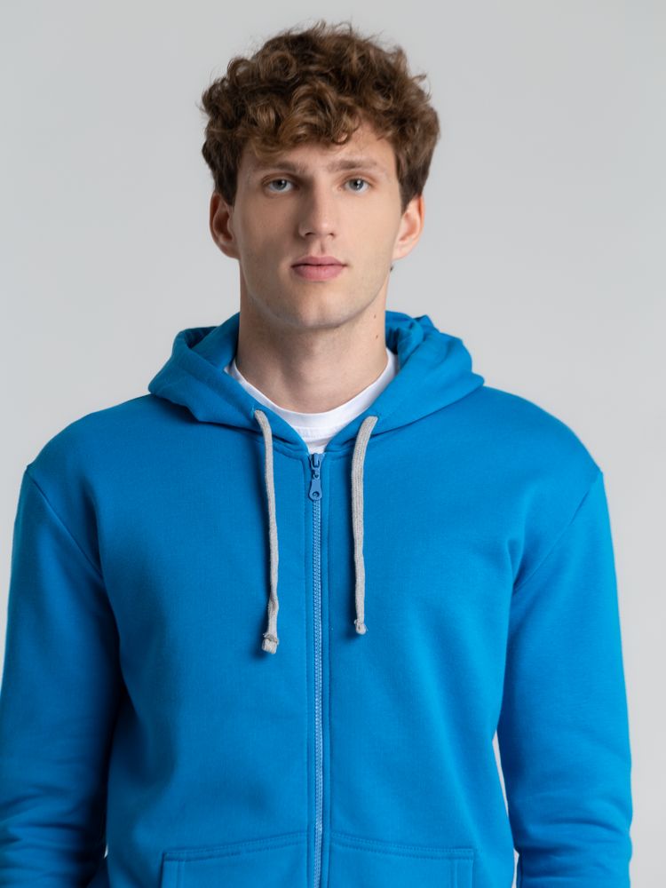 Толстовка с капюшоном на молнии Unit Siverga Heavy, бирюзовая — изображение 13