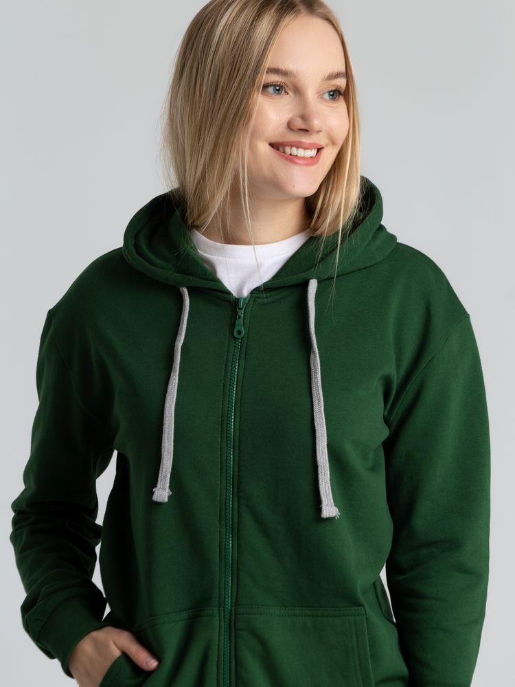 Толстовка с капюшоном на молнии Unit Siverga Heavy, темно-зеленая — изображение 13