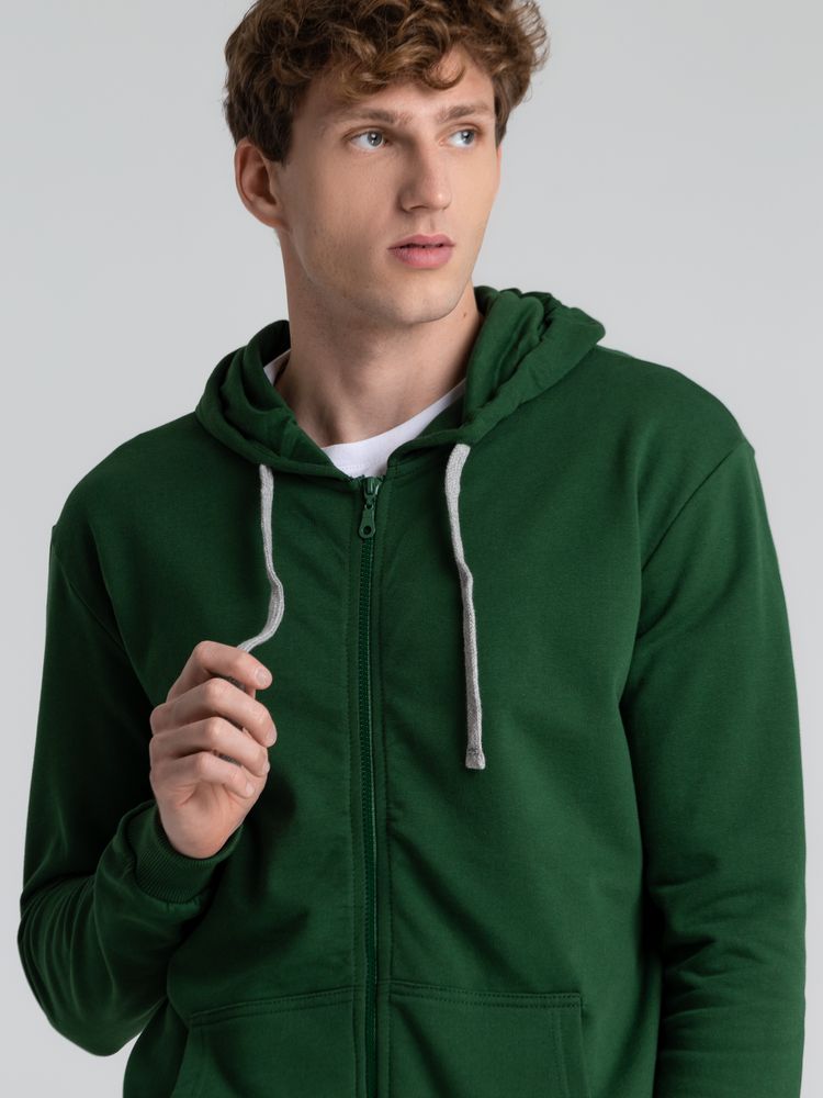 Толстовка с капюшоном на молнии Unit Siverga Heavy, темно-зеленая — изображение 9