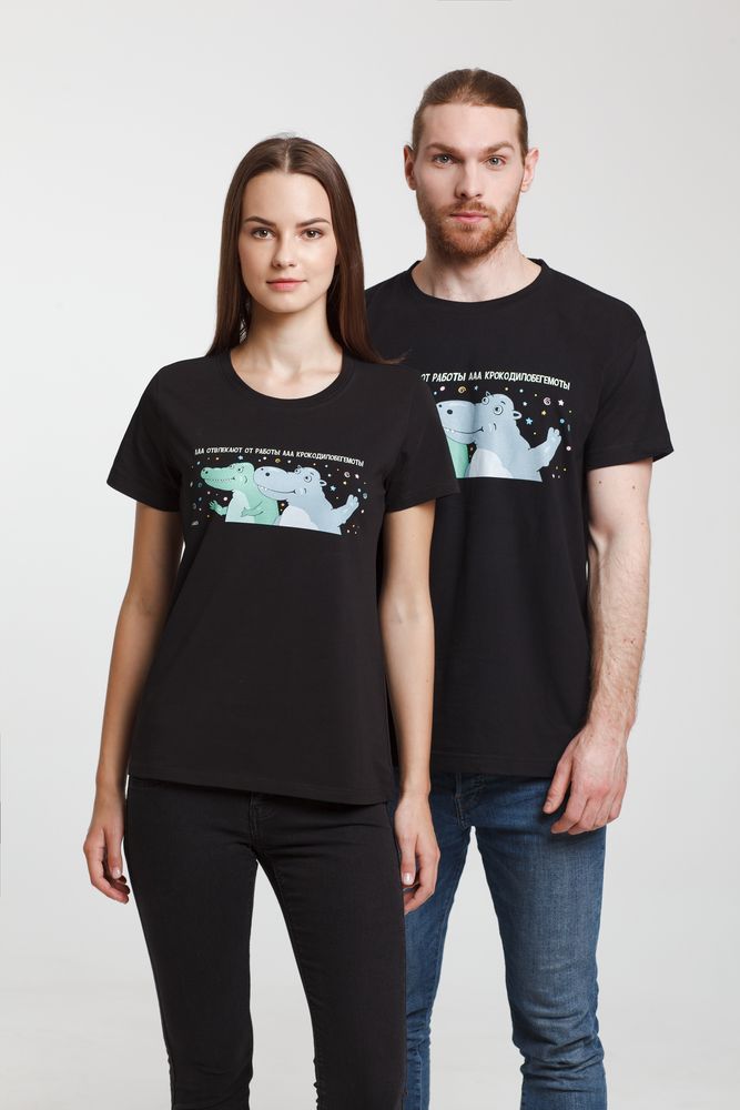Футболка женская «Крокодилобегемоты», черная — изображение 6