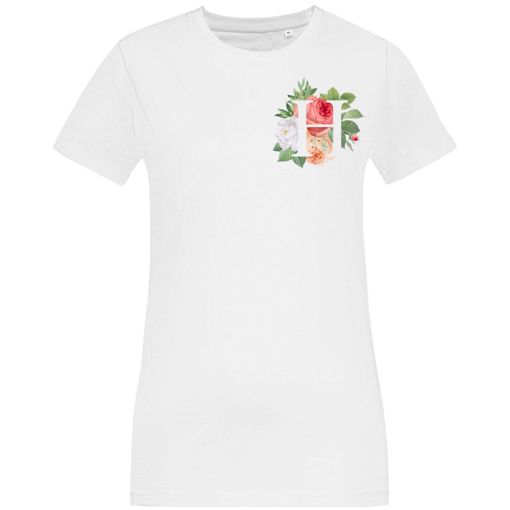 Футболка женская «Цветочная азбука: Н», белая — изображение 3