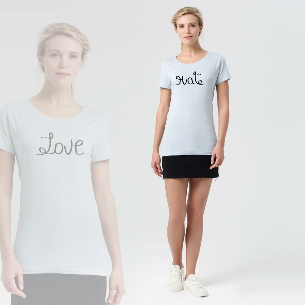 Футболка женская Hate-Love, голубая — изображение 5