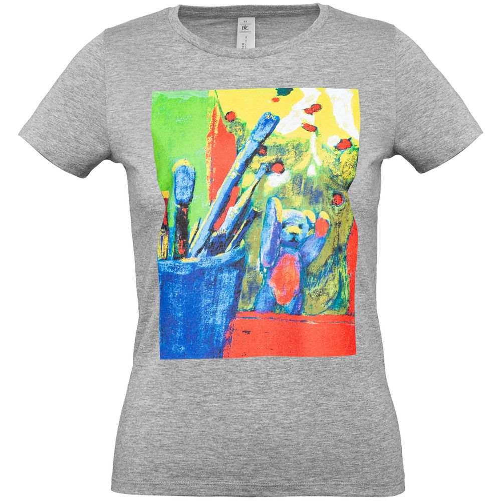 Футболка женская Artist Bear, серый меланж — изображение 3