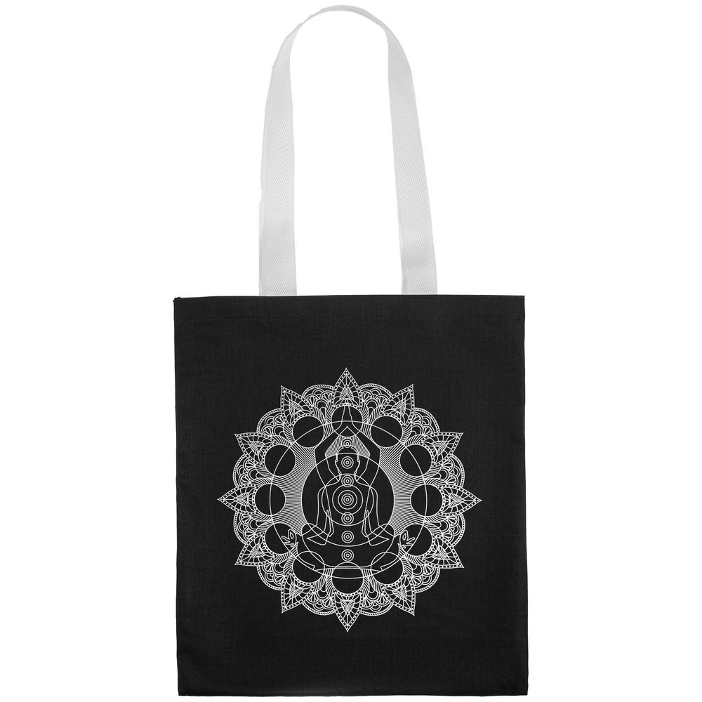 Холщовая сумка Chakraday, черная с белыми ручками — изображение 4