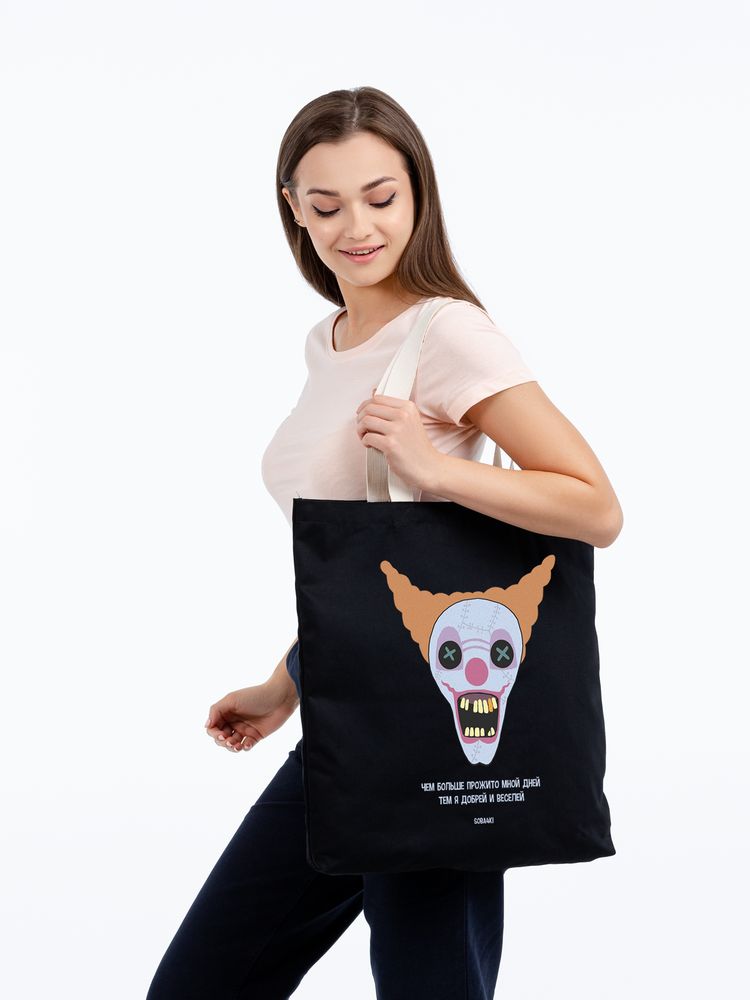 Холщовая сумка «Цирк» с внутренним карманом, черная — изображение 4