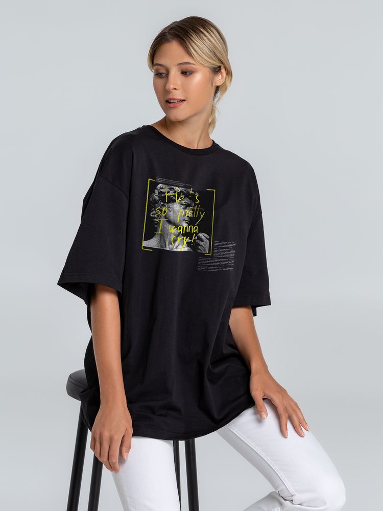 Футболка оверсайз «He is So Pretty. Давид», черная — изображение 5