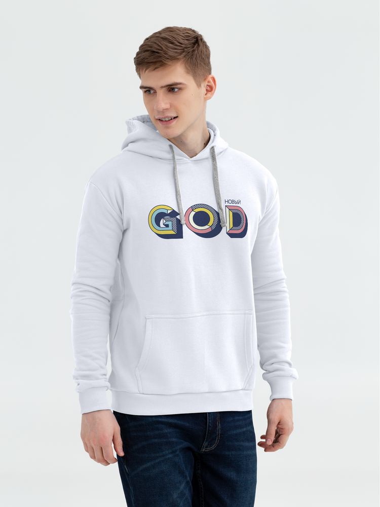 Толстовка с капюшоном «Новый GOD», белая — изображение 3