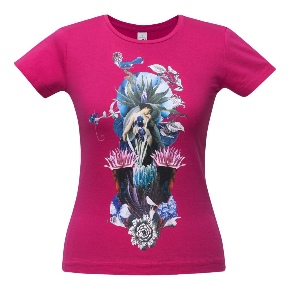 Футболка женская Beauty Sleep, ярко-розовая (фуксия) — изображение 3