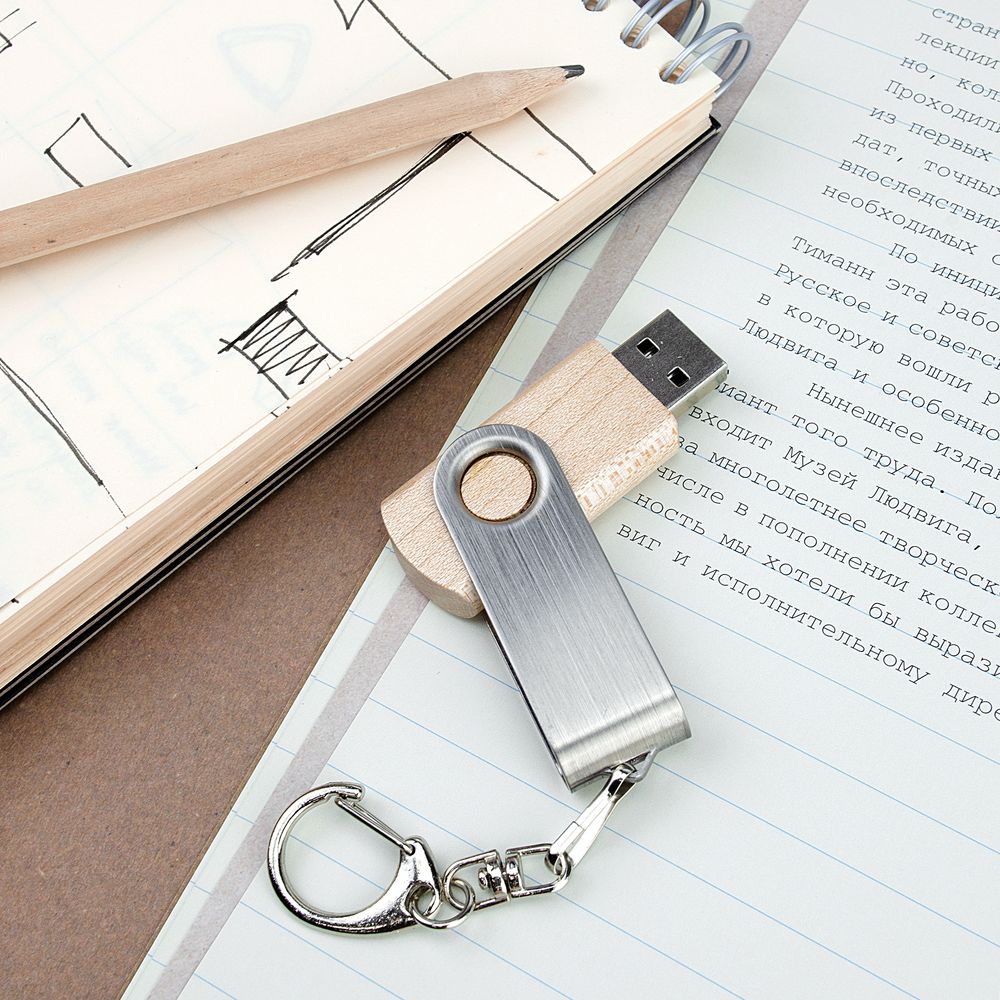 Флешка Twist Wood, светлое дерево, 16 Гб — изображение 3