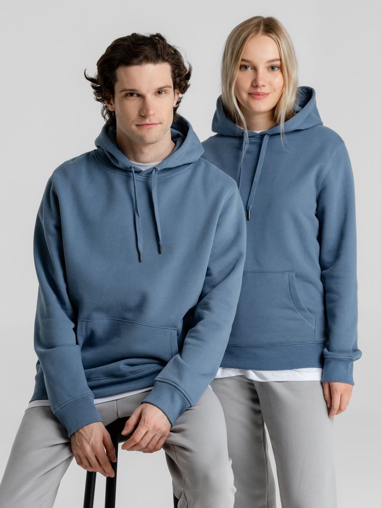 Толстовка с капюшоном унисекс King, серо-синяя — изображение 12