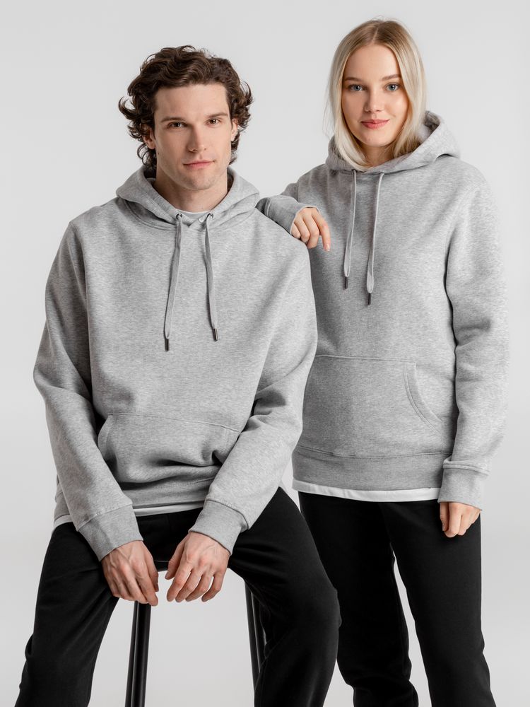 Толстовка с капюшоном унисекс King, серый меланж — изображение 12