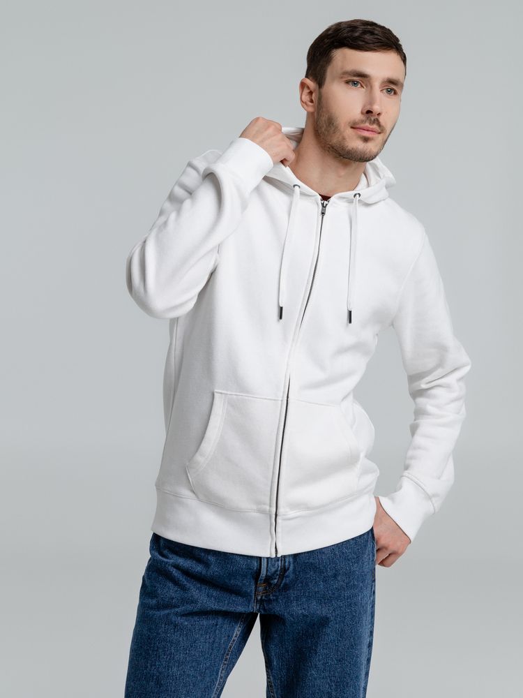 Толстовка на молнии с капюшоном унисекс King, белая — изображение 9