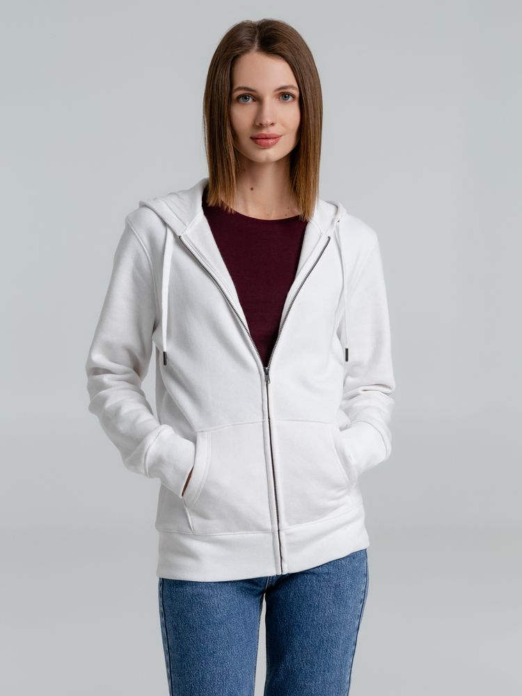 Толстовка на молнии с капюшоном унисекс King, белая — изображение 5