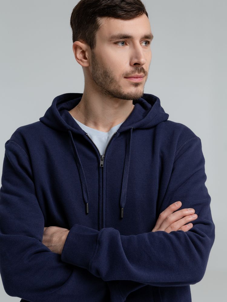 Толстовка на молнии с капюшоном унисекс King, темно-синяя — изображение 12