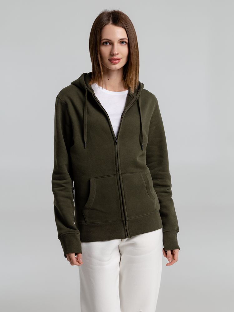 Толстовка на молнии с капюшоном унисекс King, хаки — изображение 5