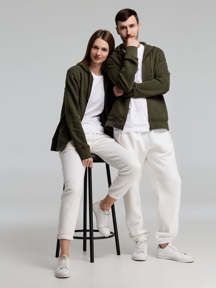 Толстовка на молнии с капюшоном унисекс King, хаки — изображение 13