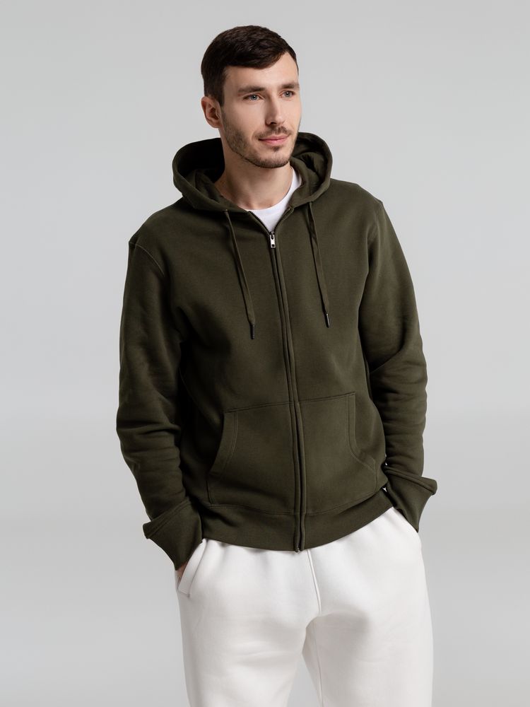 Толстовка на молнии с капюшоном унисекс King, хаки — изображение 9