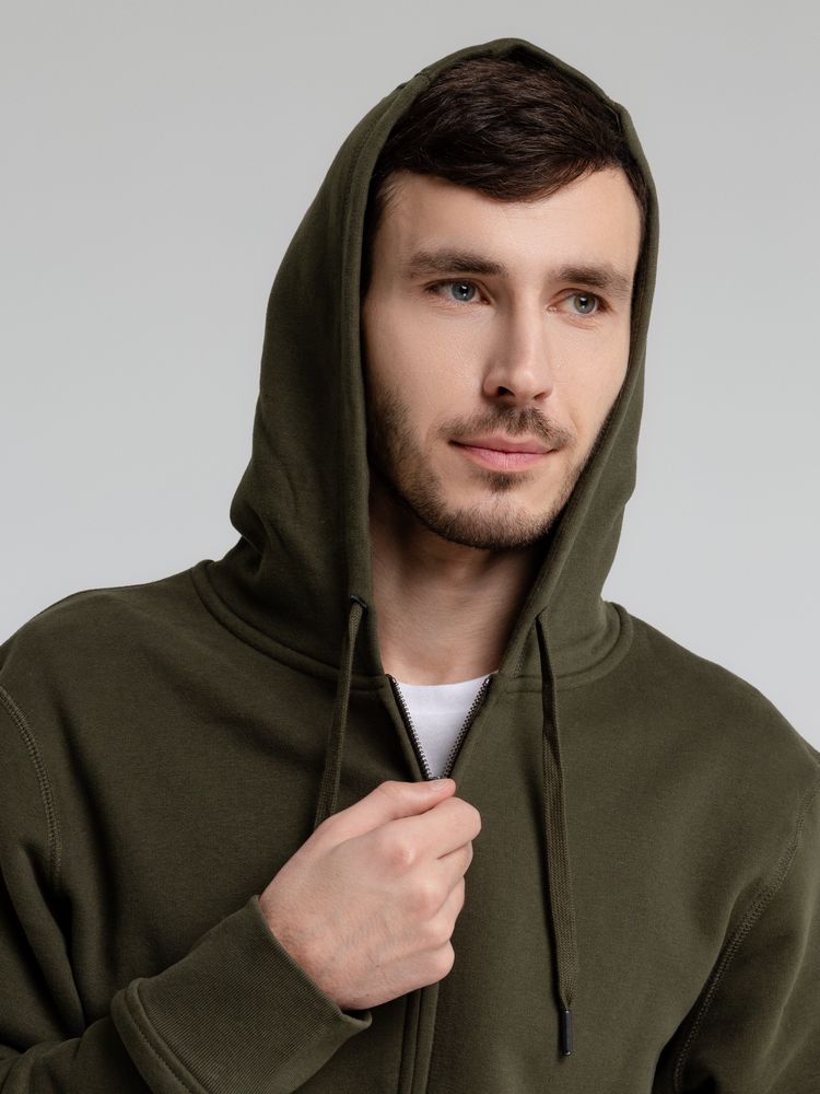 Толстовка на молнии с капюшоном унисекс King, хаки — изображение 12