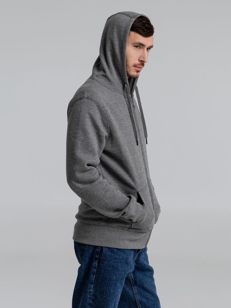 Толстовка на молнии с капюшоном унисекс King, темно-серый меланж — изображение 6