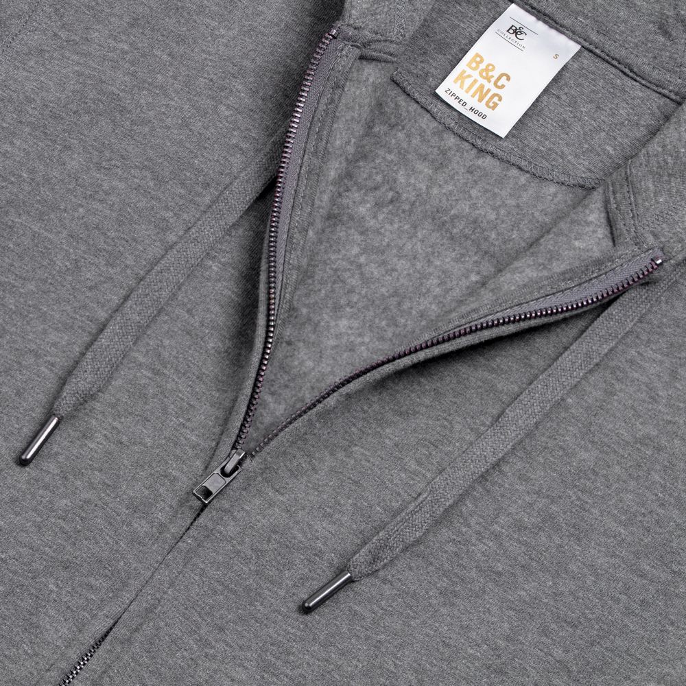 Толстовка на молнии с капюшоном унисекс King, темно-серый меланж — изображение 4