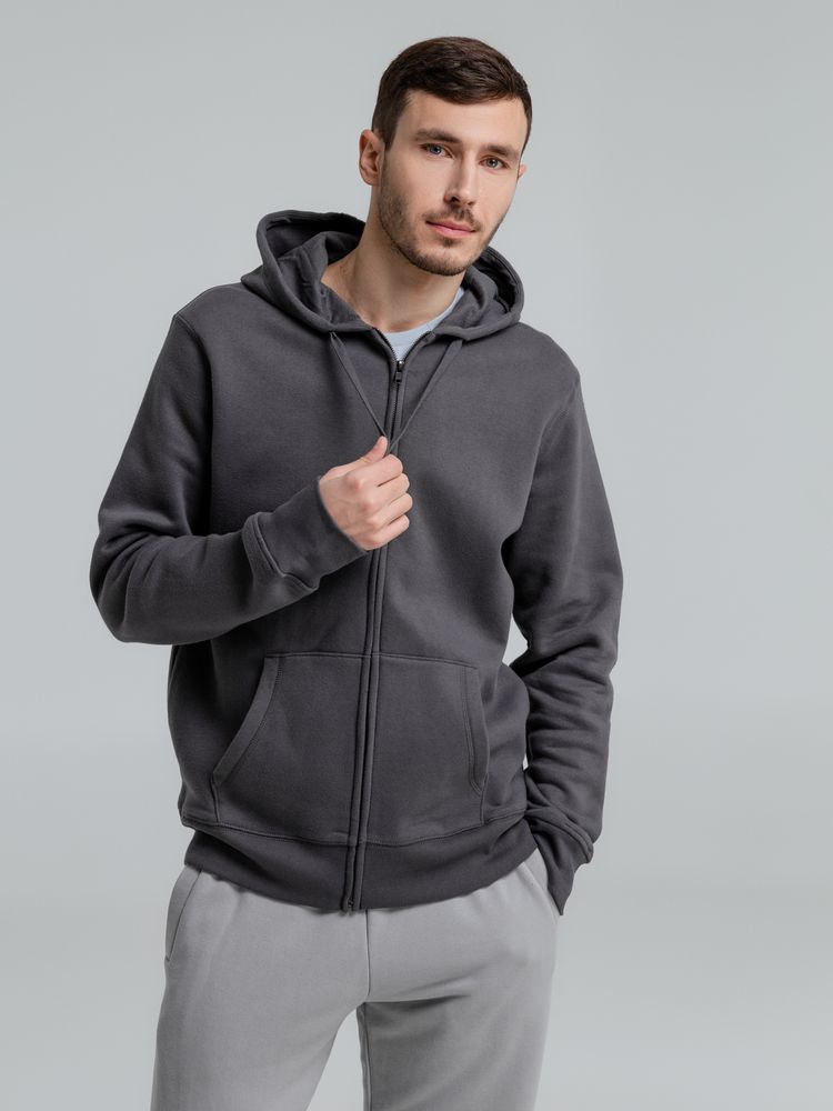 Толстовка на молнии с капюшоном унисекс King, темно-серая — изображение 9