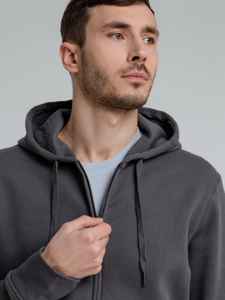 Толстовка на молнии с капюшоном унисекс King, темно-серая — изображение 12