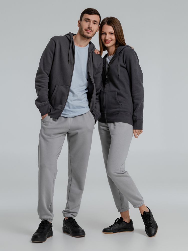 Толстовка на молнии с капюшоном унисекс King, темно-серая — изображение 13