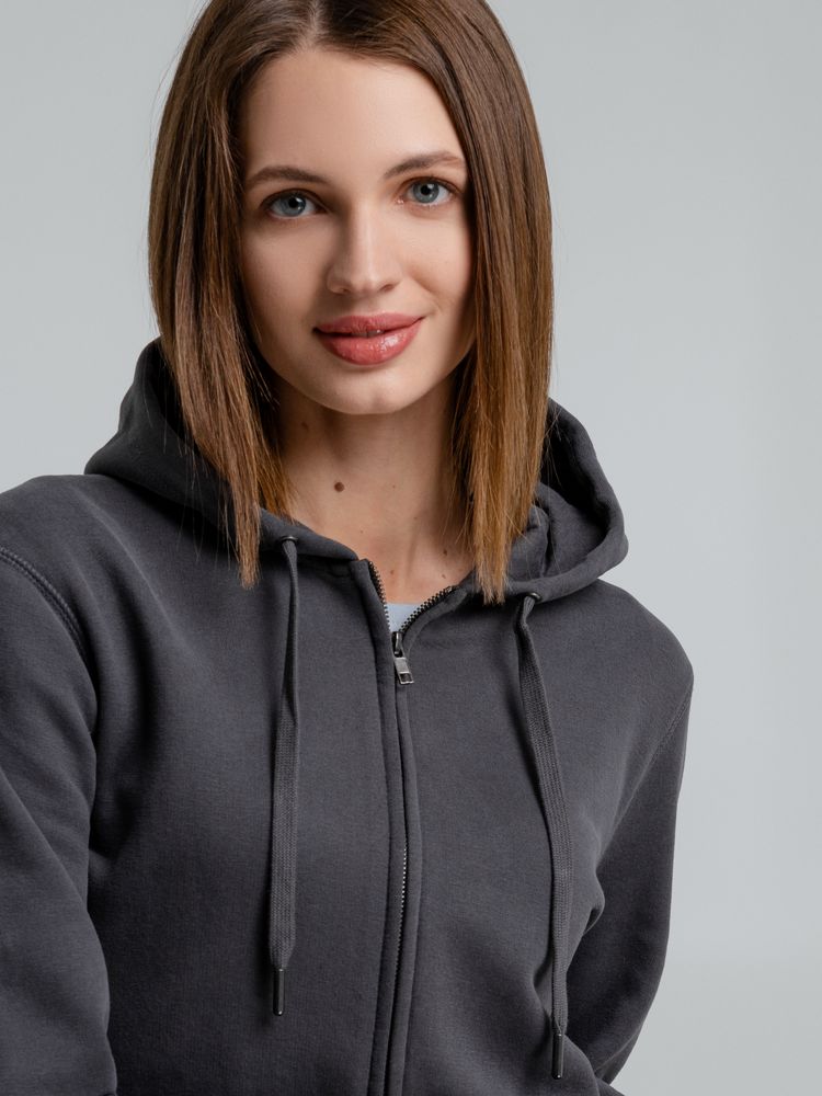 Толстовка на молнии с капюшоном унисекс King, темно-серая — изображение 8