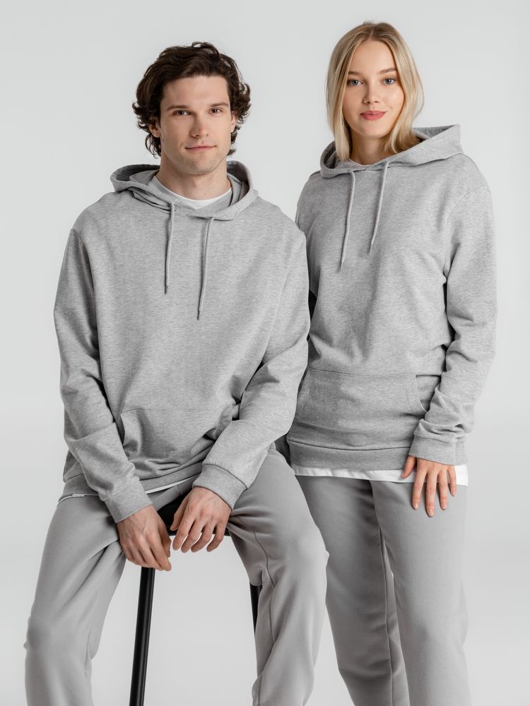 Толстовка с капюшоном унисекс Hoodie, серый меланж — изображение 17