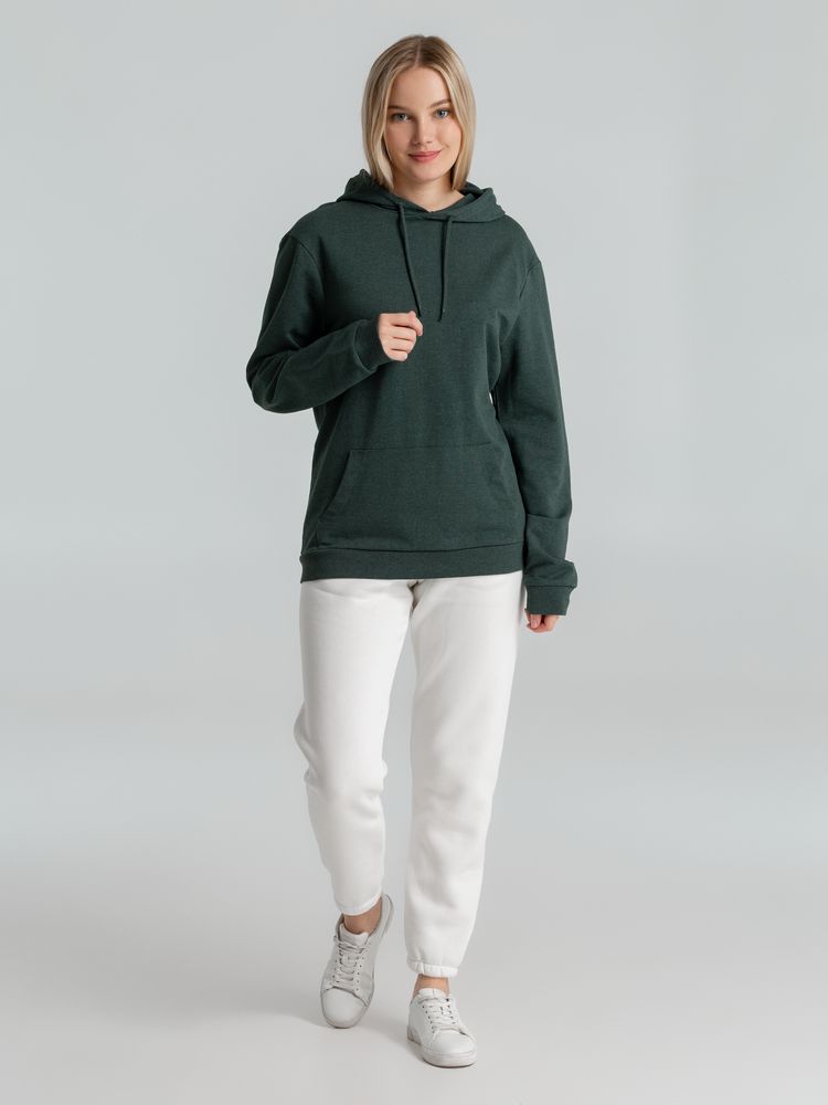 Толстовка с капюшоном унисекс Hoodie, темно-зеленый меланж — изображение 8