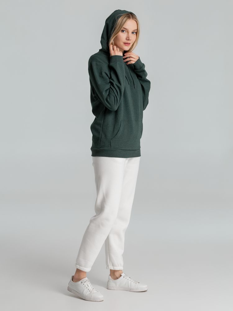Толстовка с капюшоном унисекс Hoodie, темно-зеленый меланж — изображение 9
