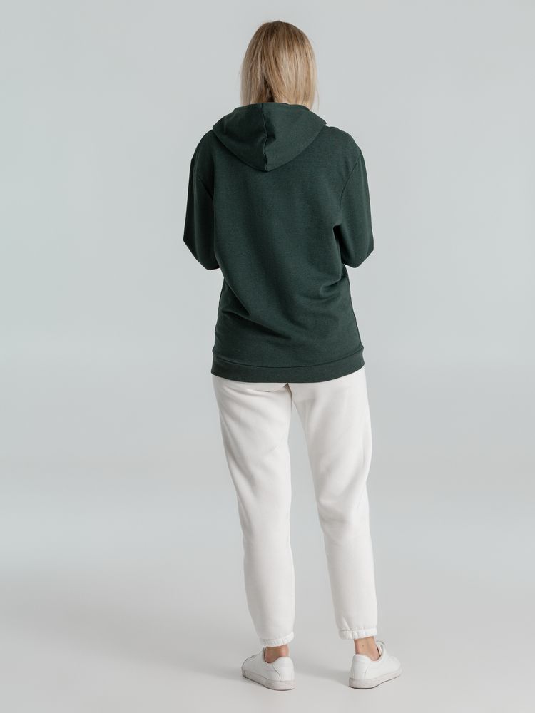Толстовка с капюшоном унисекс Hoodie, темно-зеленый меланж — изображение 10
