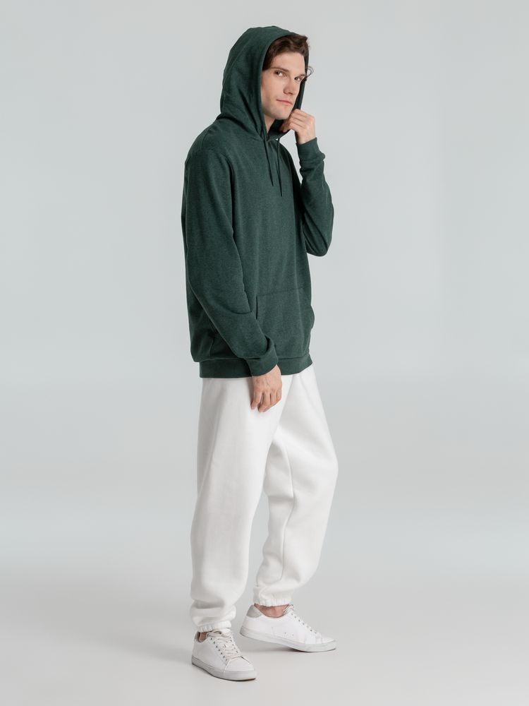Толстовка с капюшоном унисекс Hoodie, темно-зеленый меланж — изображение 13