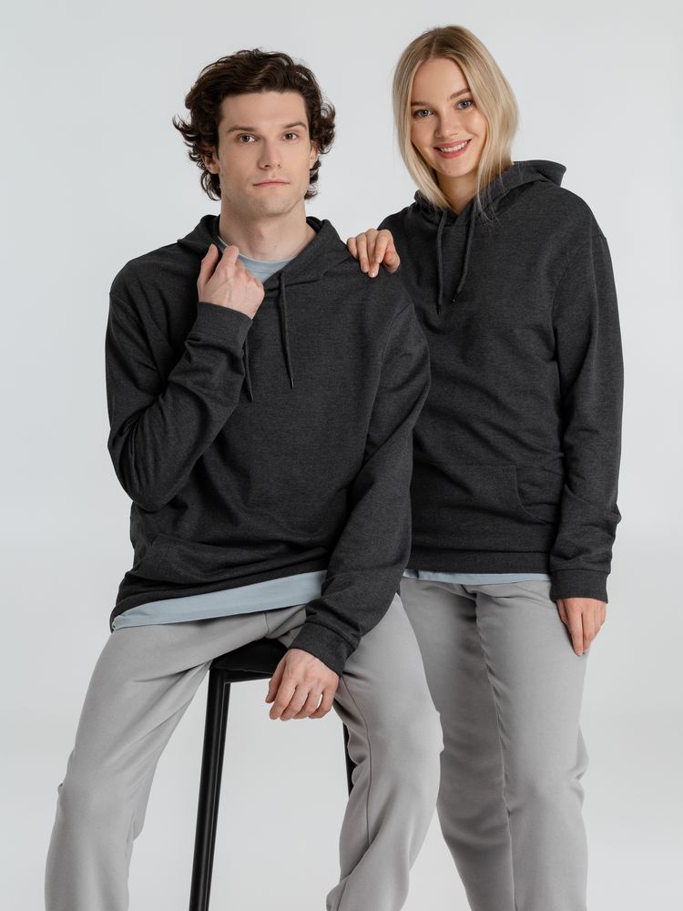Толстовка с капюшоном унисекс Hoodie, серый меланж (антрацит) — изображение 18