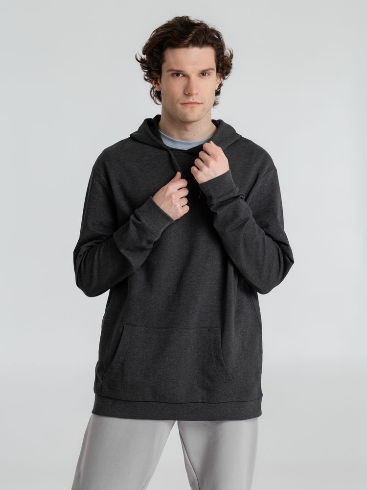 Толстовка с капюшоном унисекс Hoodie, серый меланж (антрацит) — изображение 7