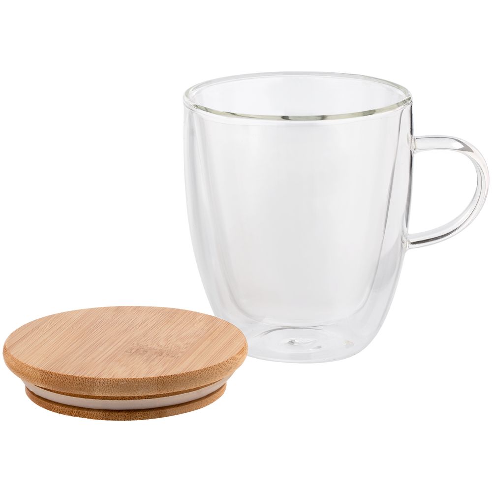 Кружка с двойными стенками Double Wall с бамбуковой крышкой — изображение 5