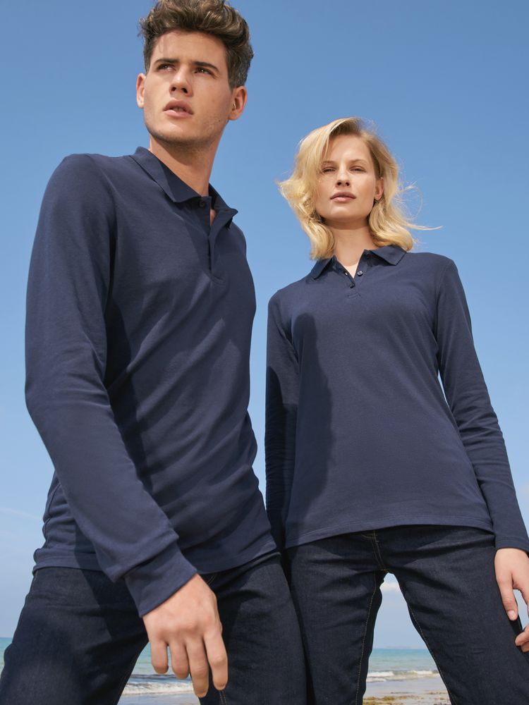 Рубашка поло мужская с длинным рукавом Perfect LSL Men, черная — изображение 6