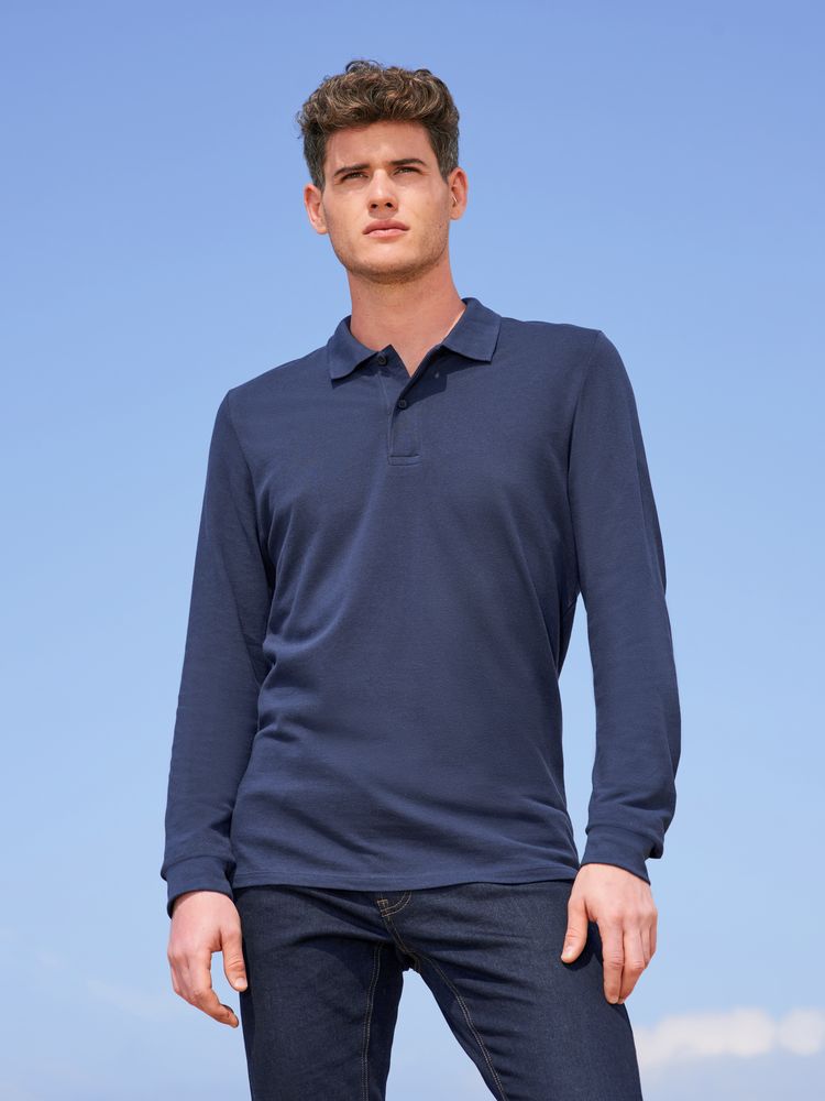 Рубашка поло мужская с длинным рукавом Perfect LSL Men, черная — изображение 5