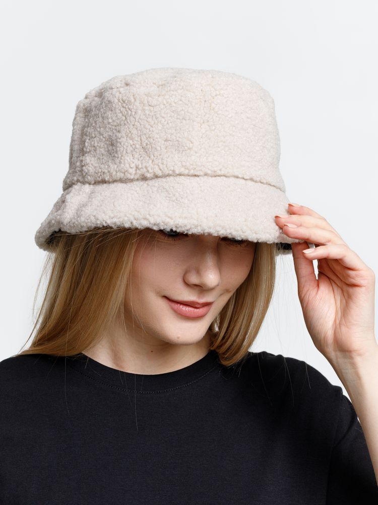 Панама Bucket двусторонняя утепленная, темно-серая с бежевым — изображение 6